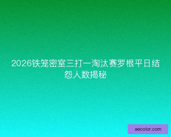 2026铁笼密室三打一淘汰赛罗根平日结怨人数揭秘
