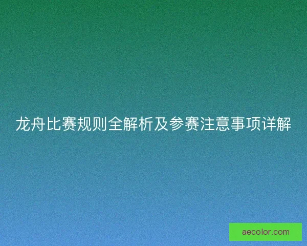 龙舟比赛规则全解析及参赛注意事项详解