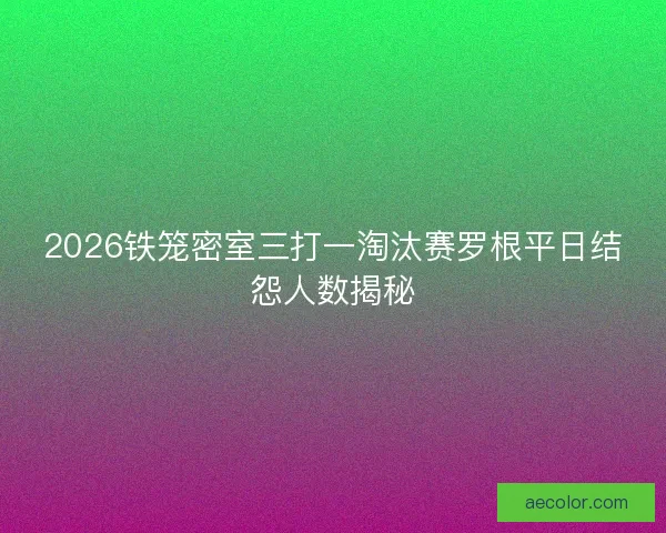 2026铁笼密室三打一淘汰赛罗根平日结怨人数揭秘