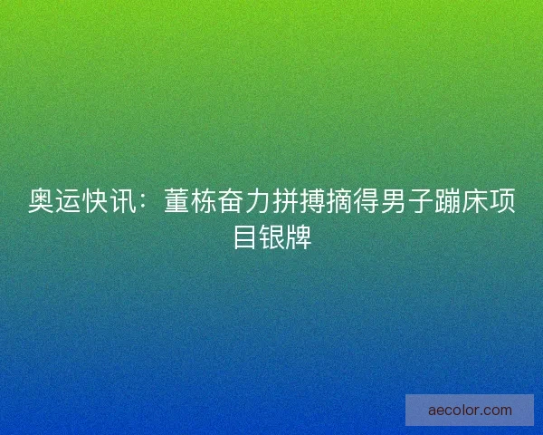 奥运快讯：董栋奋力拼搏摘得男子蹦床项目银牌