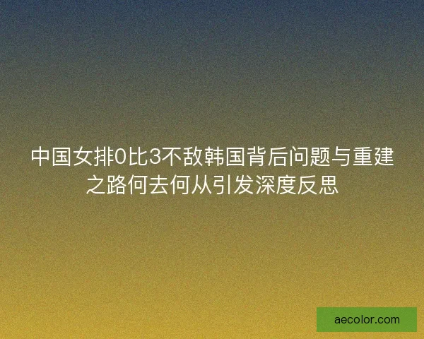 中国女排0比3不敌韩国背后问题与重建之路何去何从引发深度反思